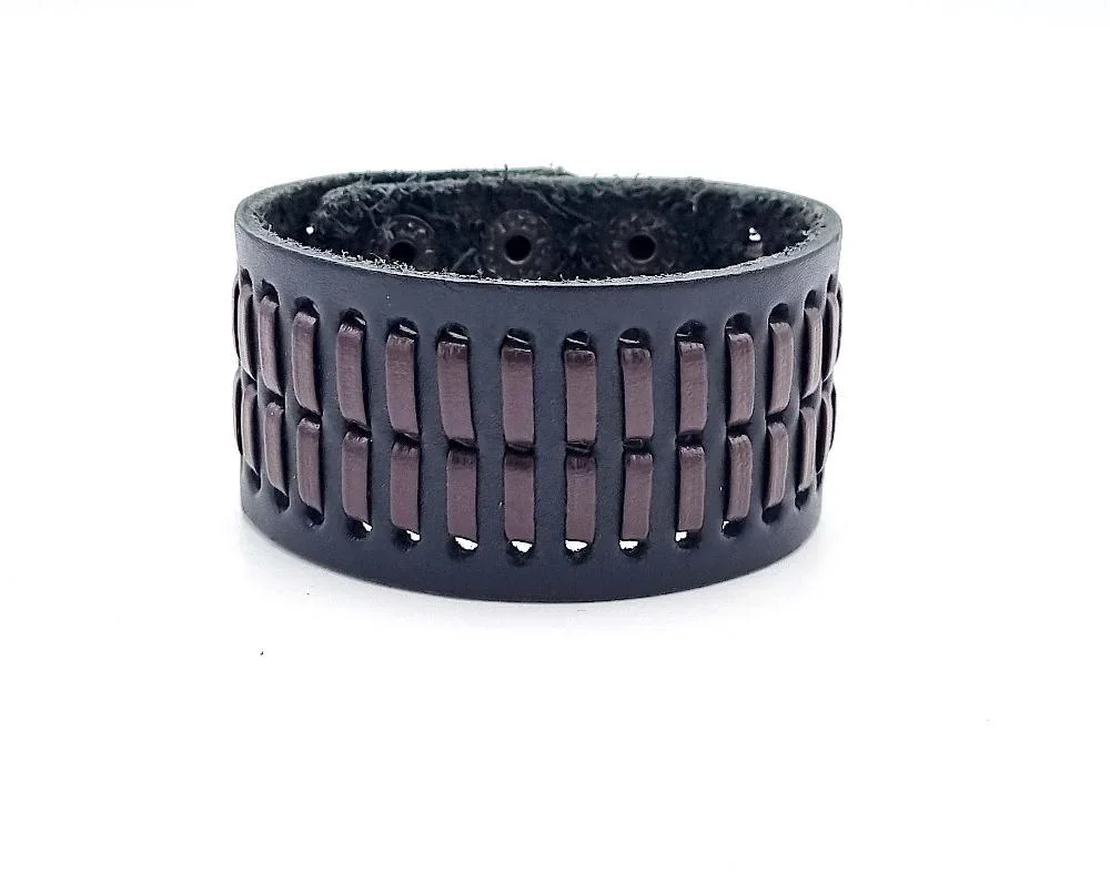 Svart och brun läderarmband - Bild 1
