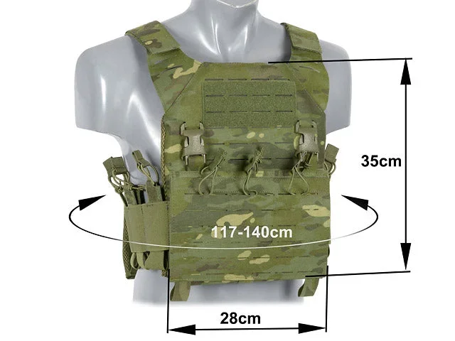 Buckle Up Recon Plate Carrier med AR15/AK-magasinlomme, laser-cut – Multicam Tropic - Bild 3