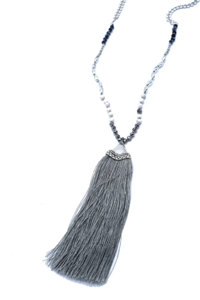 Lång Pärlhalsband med franshänge Bohemian - Bild 3
