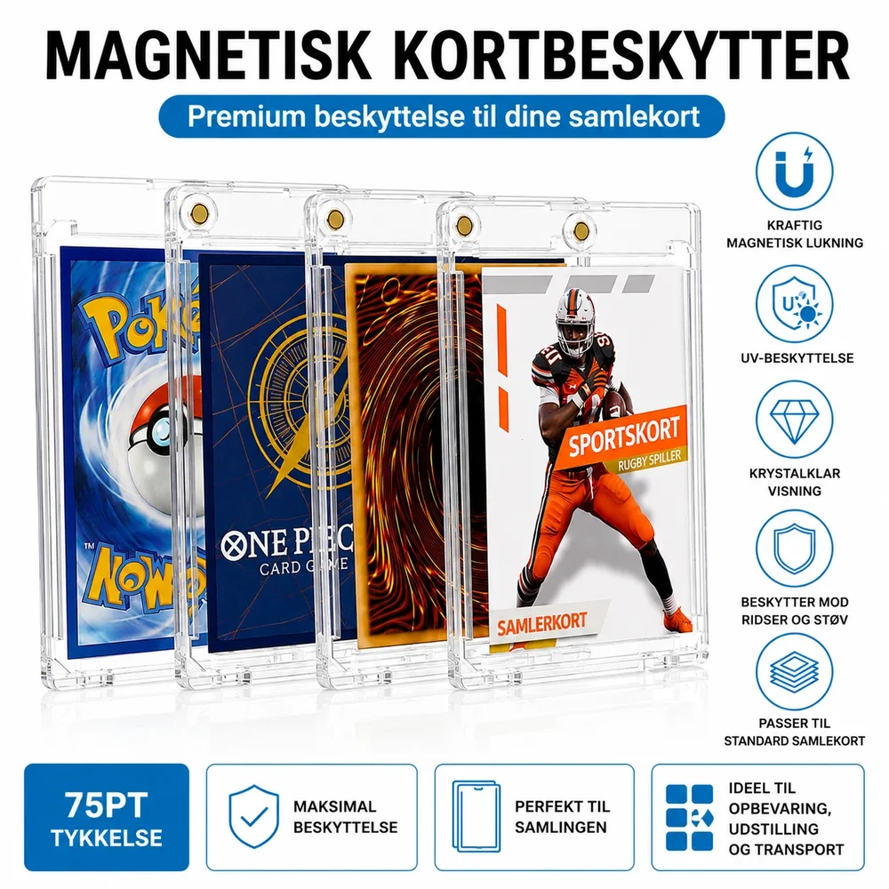 Magnetisk Hard Case til Pokémon Kort UV Beskyttelse 75PT Premium Kortbeskytter Magnetisk Hard Case til Pokémon Kort UV Beskyttelse 75PT Premium Kortbeskytter