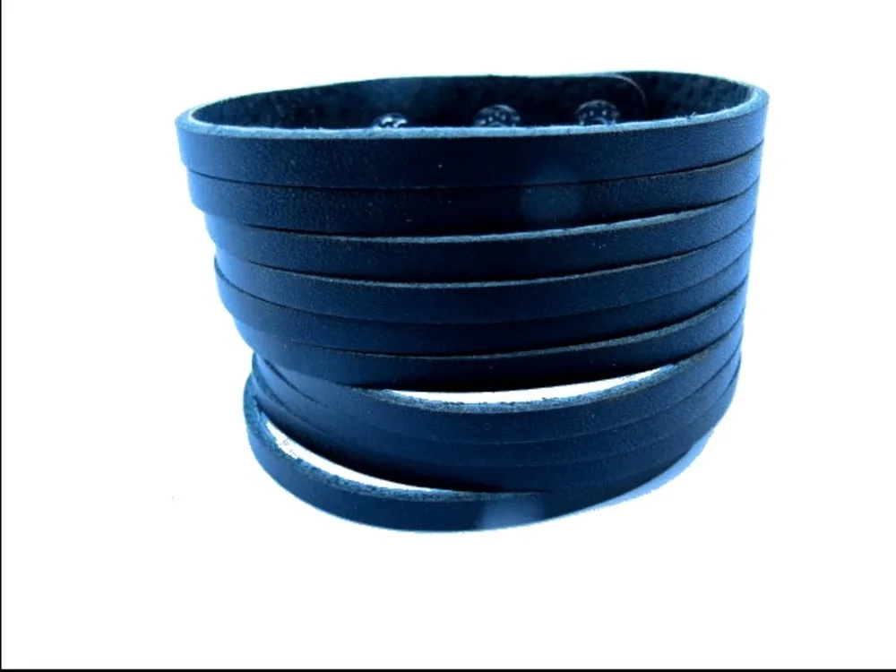 Läderarmband flätat - svart läder - Bild 3