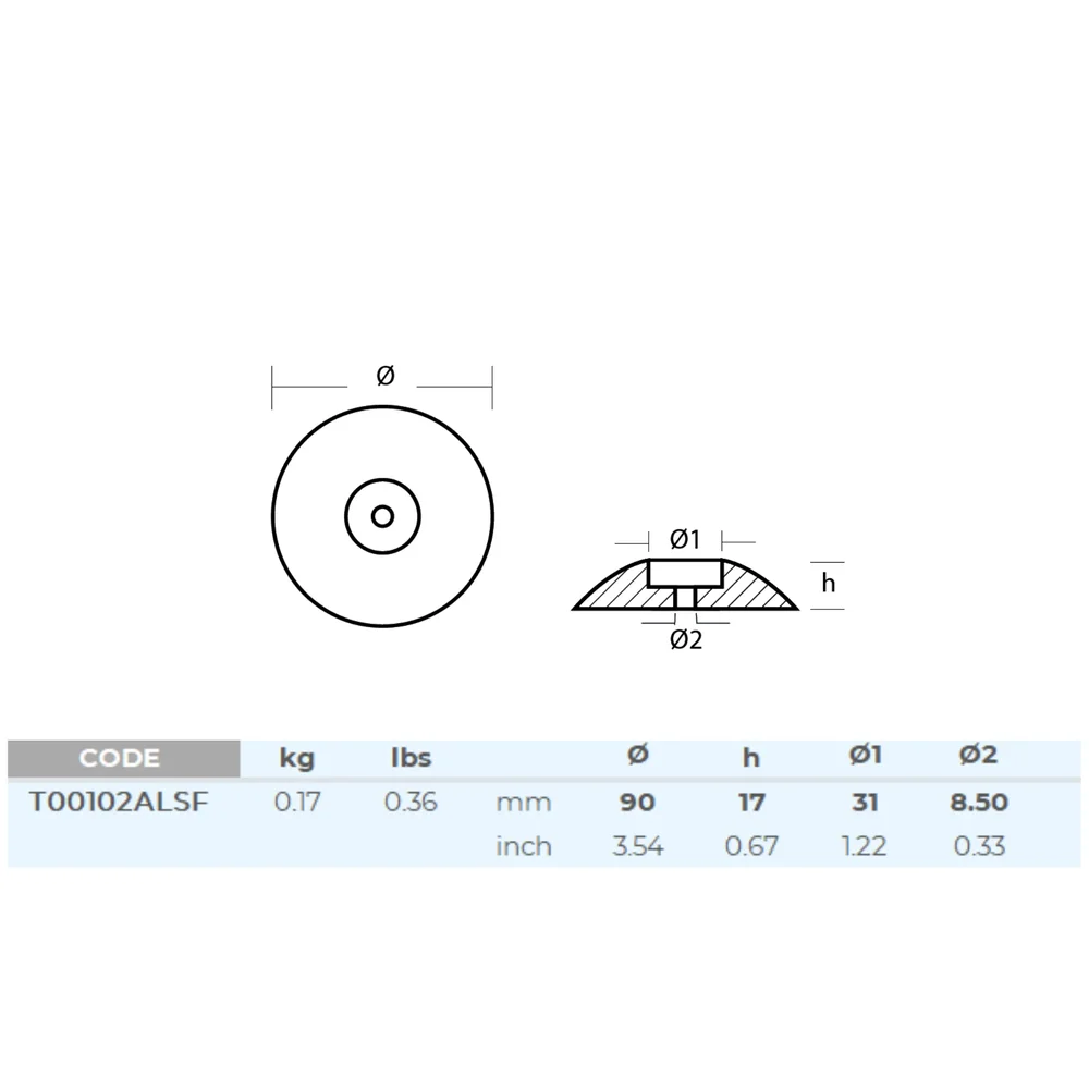 Aluminiumanod roder - Ø=90mm, 0.17KG - 2-PACK, T00102AL - Bild 2