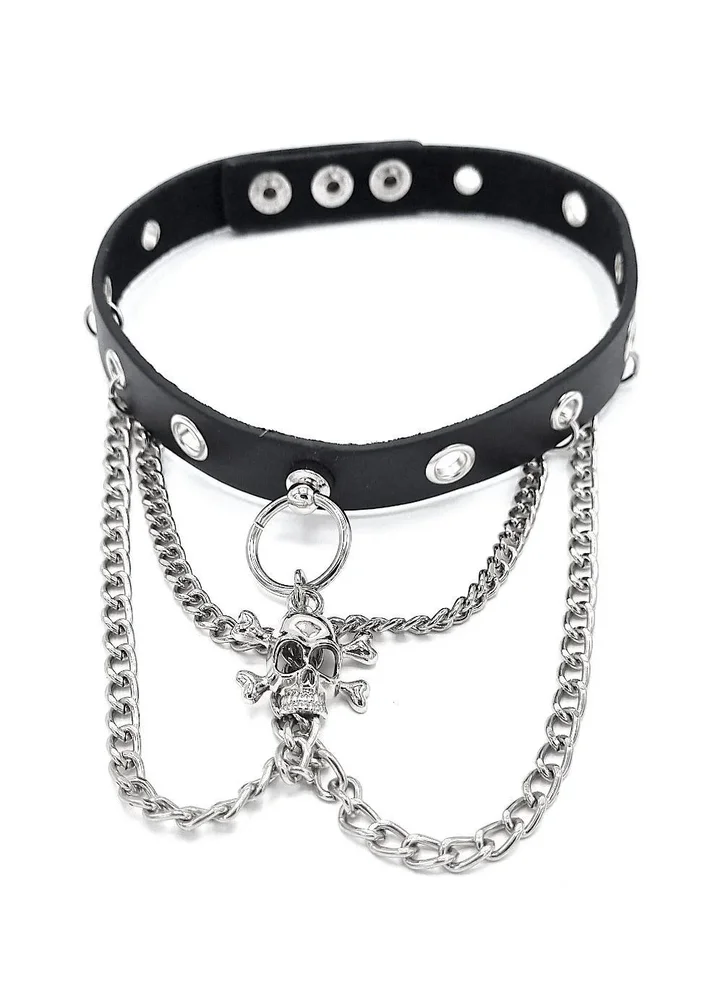Nithalsband med kedjor och dödskalle - Bondage - Bild 1