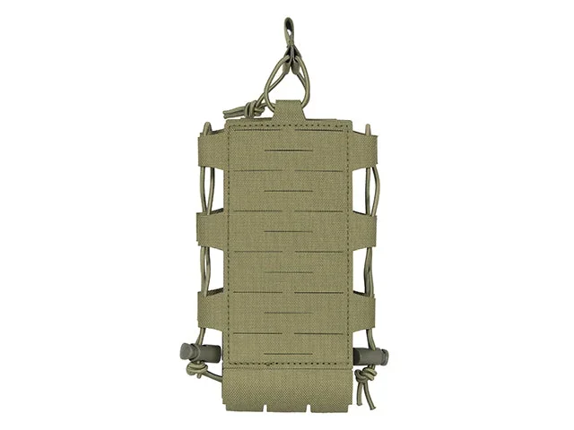 Justerbar radio- og flaskelomme med shockcord, laser-cut – oliven - Bild 1