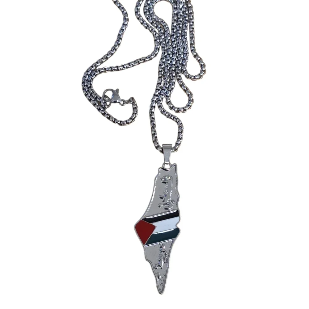 Halsband Palestina Karta – Silverfärgad - Bild 2