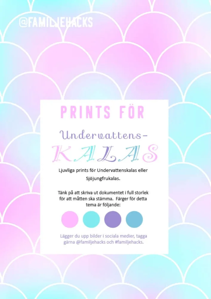 Prints för temakalas: Undervattenskalas (PDF-format) - Bild 1