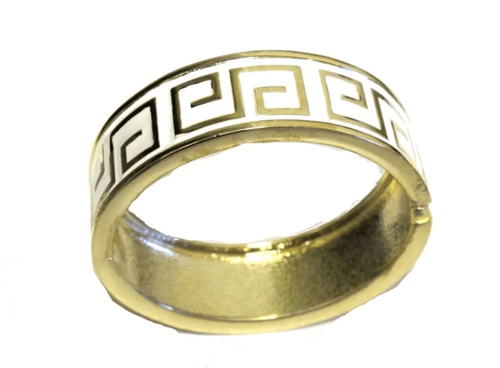 Armband - Guldfärgad med vitt mönster - Bild 1