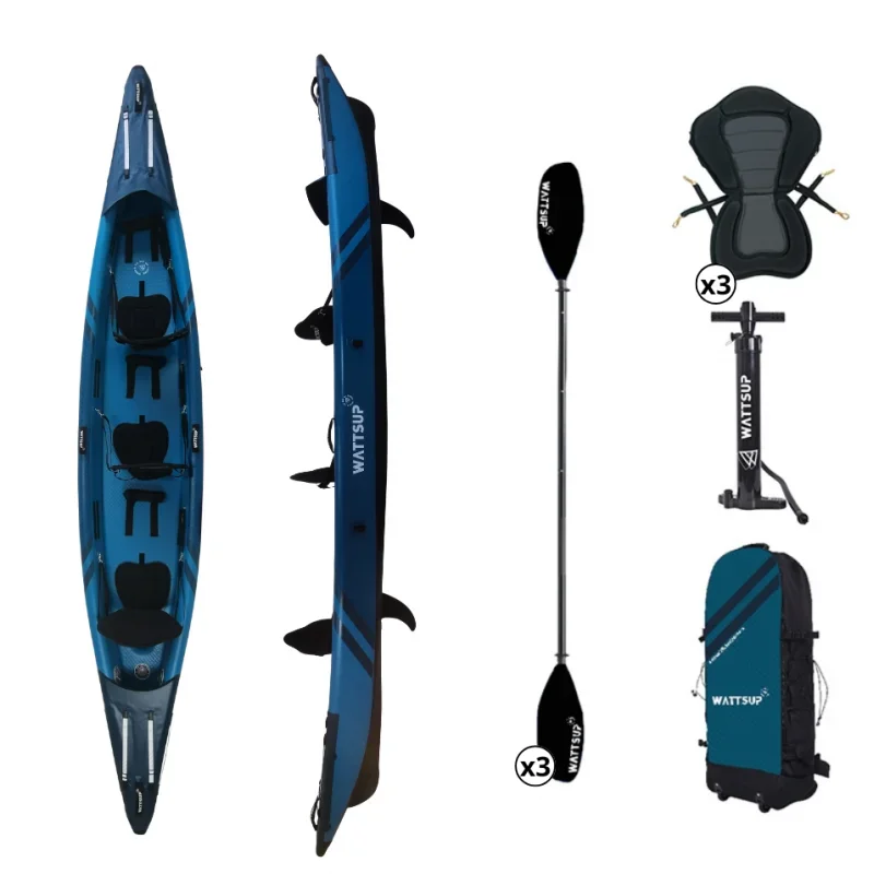WattSUP Torpedo 3-Personers Uppblåsbar Kajak Full Dropstitch 476 cm - Bild 1