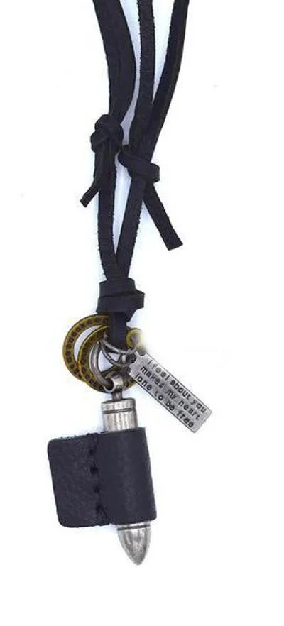 Läderhalsband med kula - Bild 2