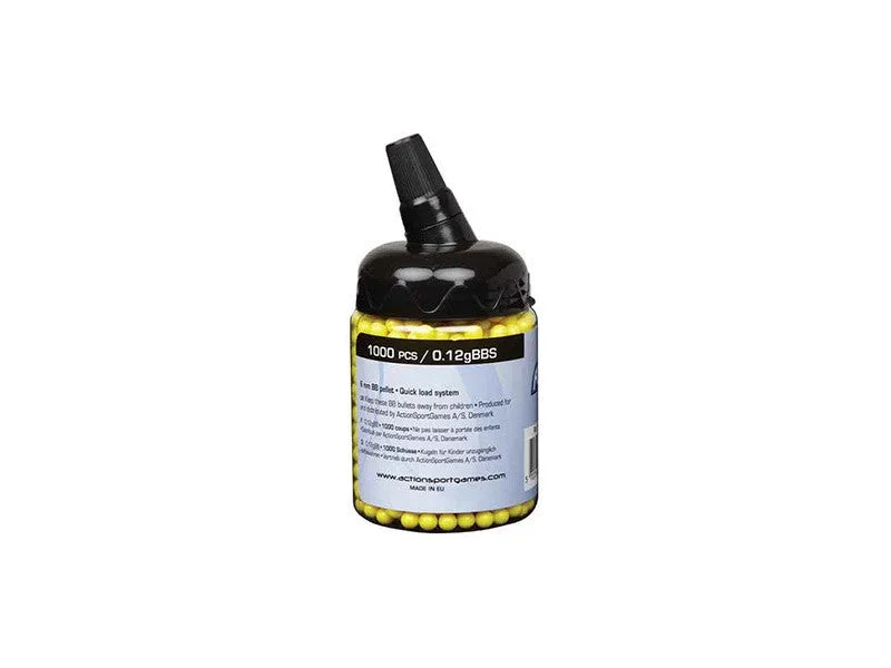 ASG, 0,12g, airsoft BB, 1000 stk. flaske – gul ASG, 0,12g, airsoft BB, 1000 stk. flaske – gul