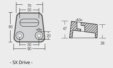 Zinkanod Volvo Penta typ SX Drive, motoranod, VP 3854130, 1.040KG/2.29LB, R800718 - Bild 3