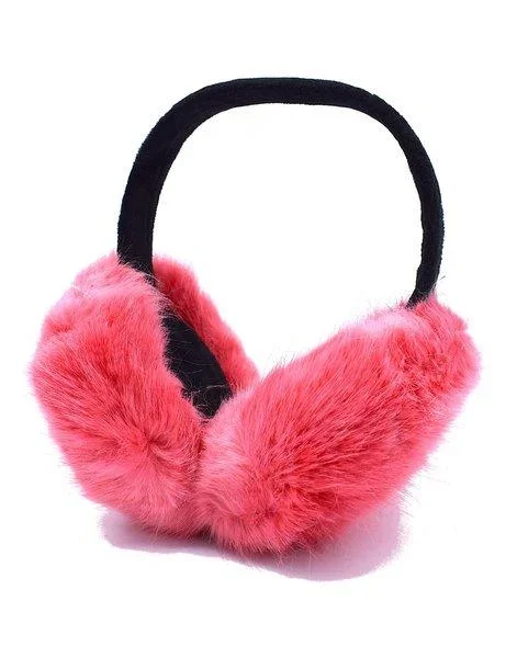 Rosa fluffiga öronmuffar - vikbar - Bild 1