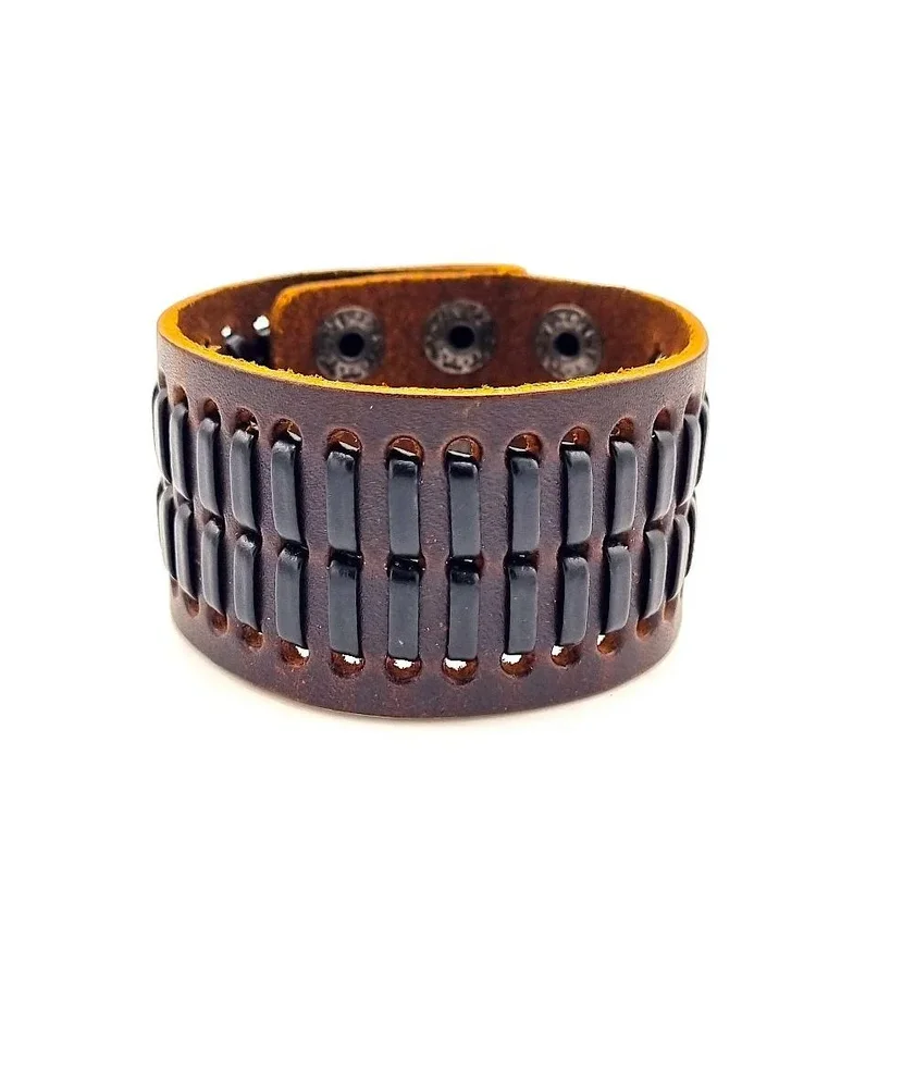 Brun och Svart läderarmband - Bild 1