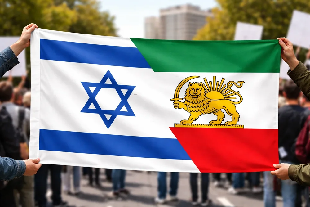 Israel & Iran Lejon och sol Flagga – 150x90 cm - Bild 2