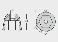 Zinkanod bogpropeller, konisk, 0.171KG/0.38LB, 7mm/0,28in, R801051 - Bild 2