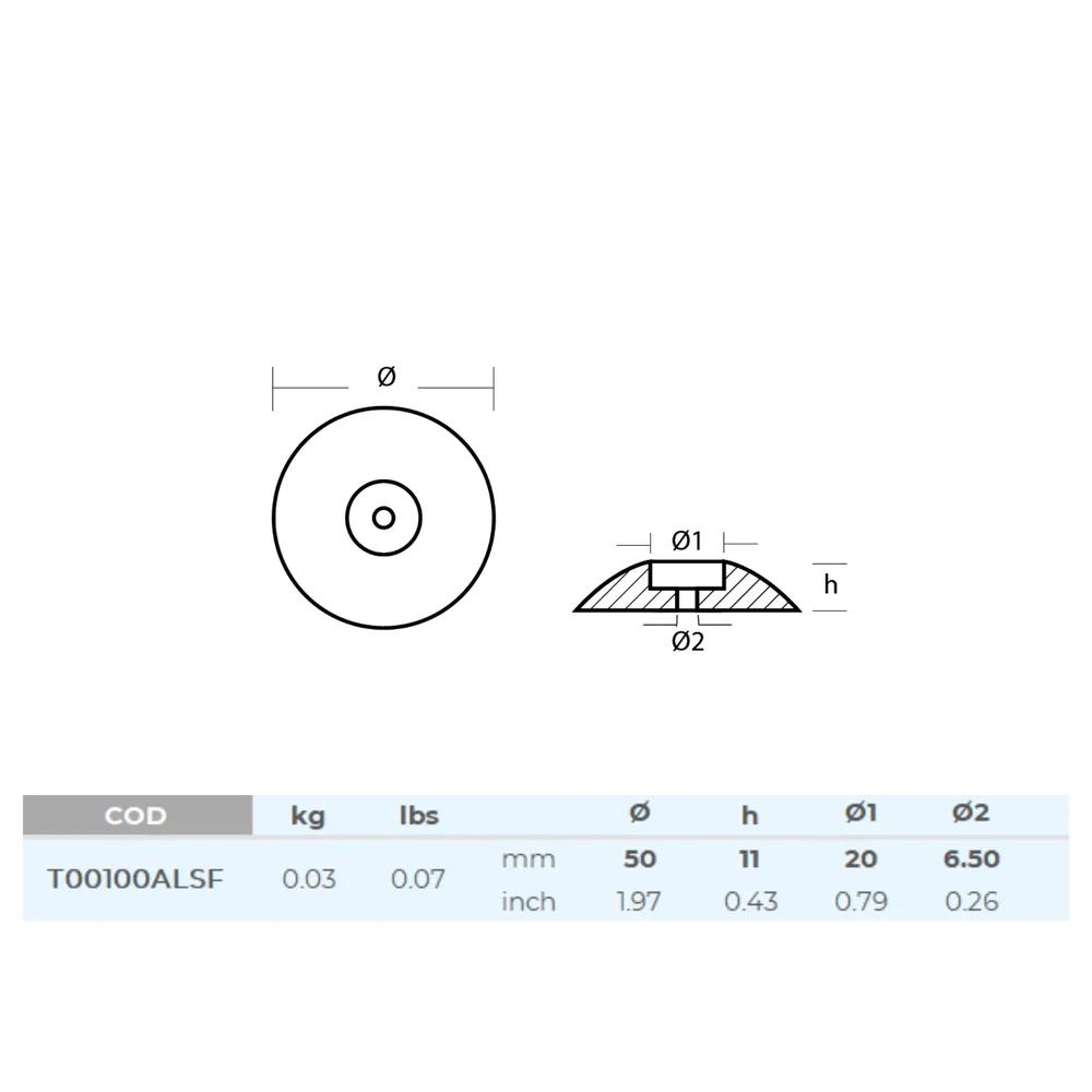 Aluminiumanod roder - Ø=50mm, 0.03KG - 2-PACK, T00100AL - Bild 2