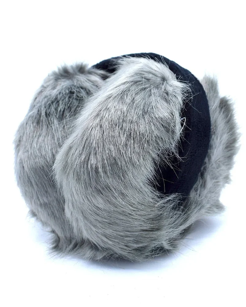 Gråa fluffiga öronmuffar - Bild 3