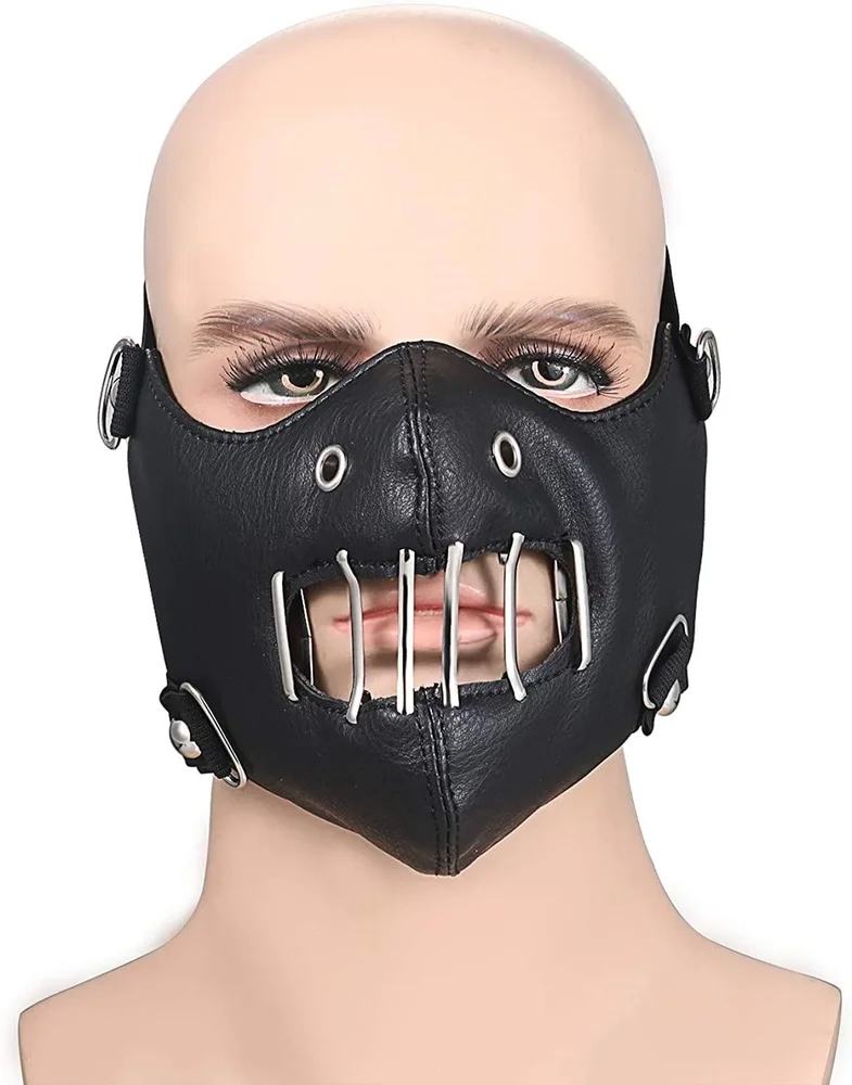 Lädermask med andningshål och metallgrill - Bild 2