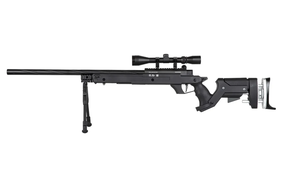 SA-S13 sniper airsoft rifle with scope and bipod – black SA-S13 sniper airsoft rifle with scope and bipod – black