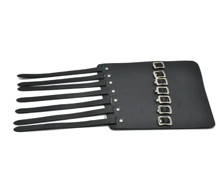 Svart Läderarmband med 7 Spännen – Justerbart Biker-/Rockarmband - Bild 2