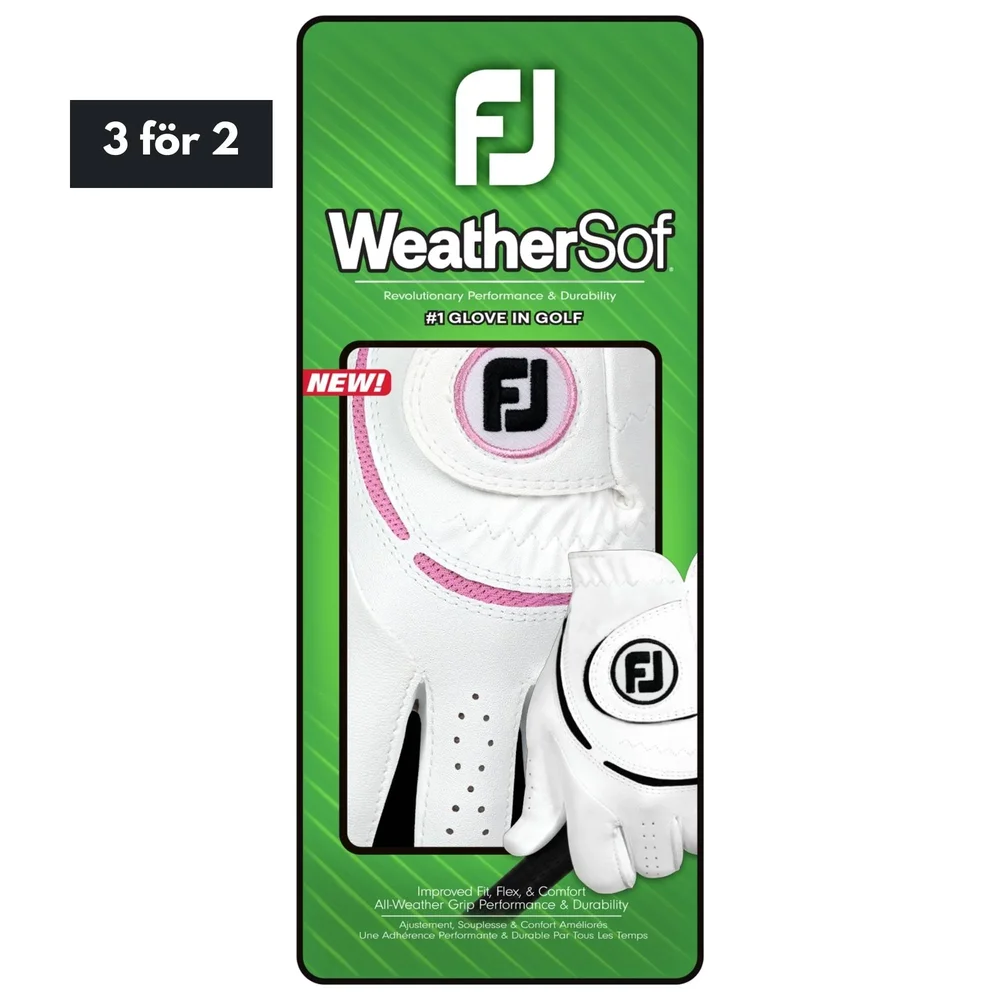 FootJoy WeatherSof Golfhandskar Dam – White/Pink Dam