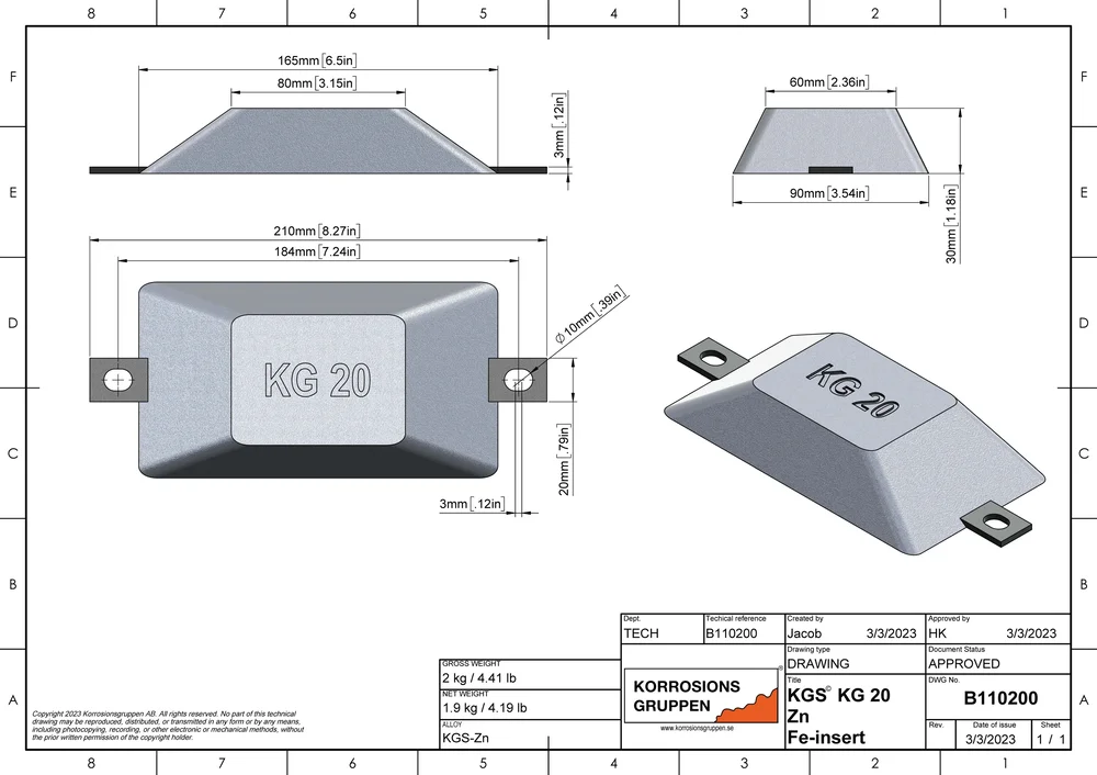 Zinkanod TYP 20 - 165*90*30, B110200 - Bild 2