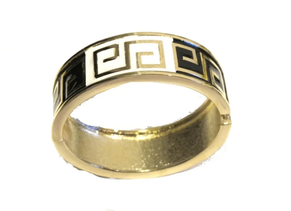 Armband - Guldfärgad med svart och vit mönster - Bild 1