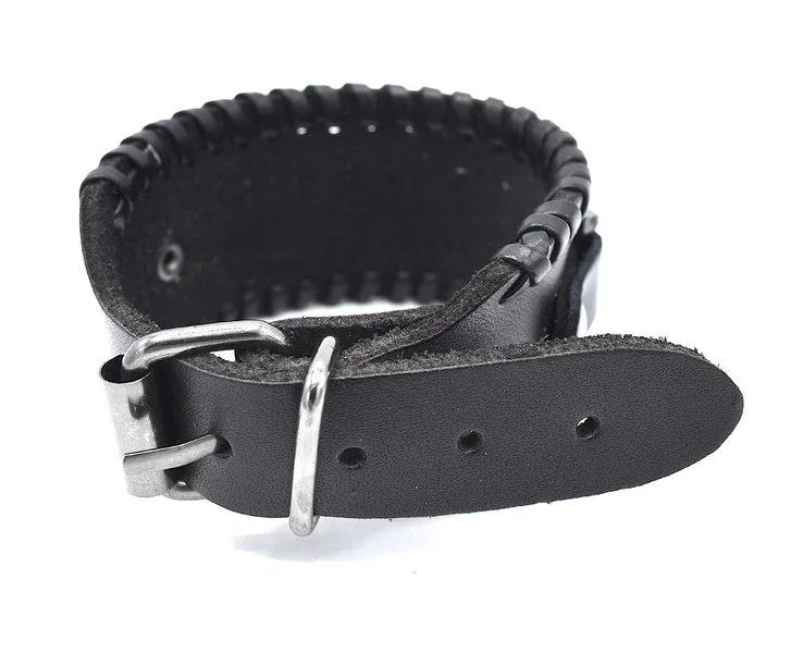 Svart läderarmband med spänne - Bild 2