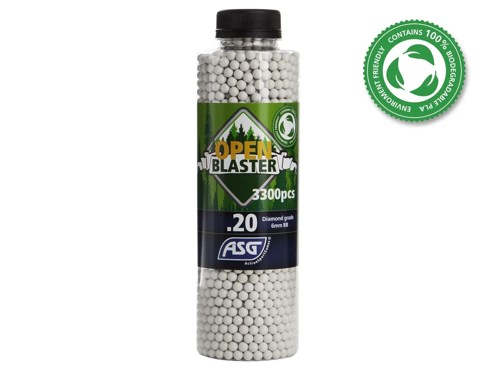 Open Blaster, 0.20g, airsoft bio BB, 3300 stk. flaske Open Blaster, 0.20g, airsoft bio BB, 3300 stk. flaske