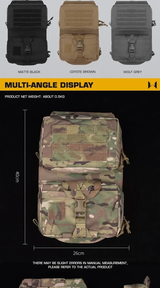 WoSporT WST SCARAB MOLLE-bagpanel med granat- og IFAK-lomme - Bild 2