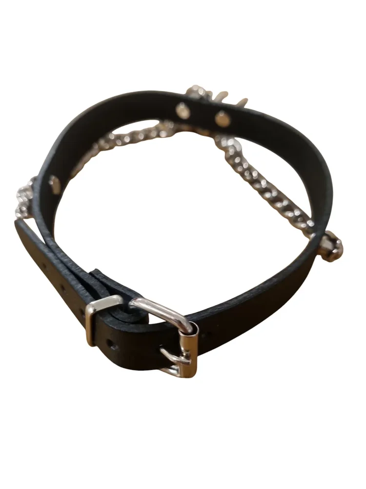 Svart choker med kedja och hänglås - Bild 1