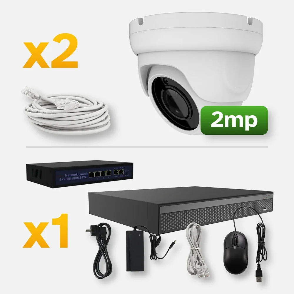 Övervaknings system POE 2 MP, 2-16 dome kameror, 1-2 switchar - Bild 2