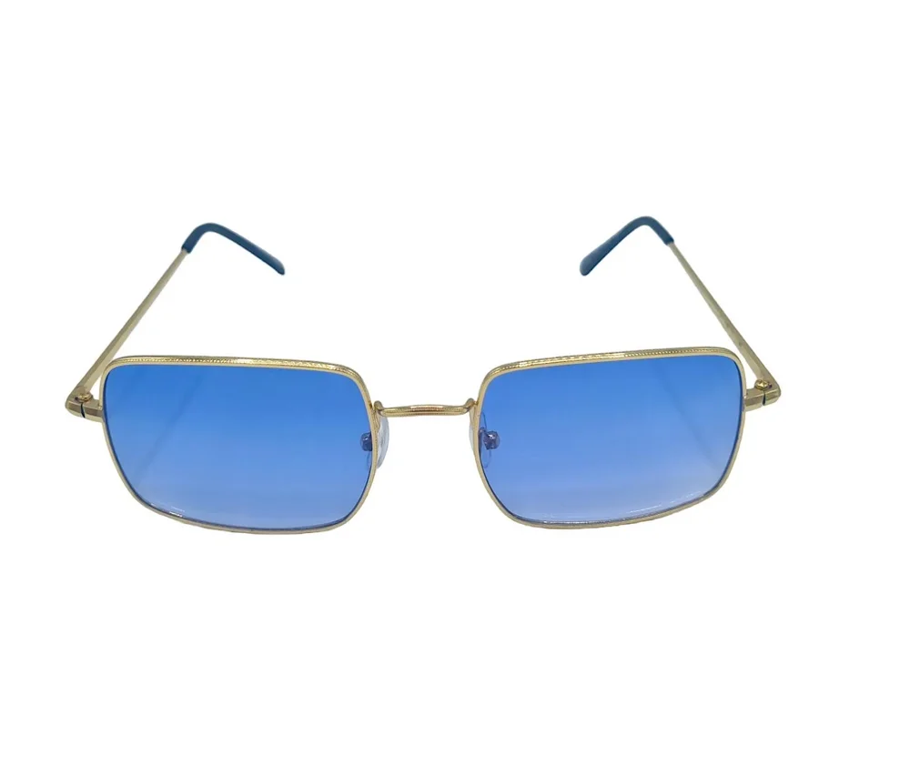 Rectangular Retro solglasögon - Gold/Blue - Bild 1