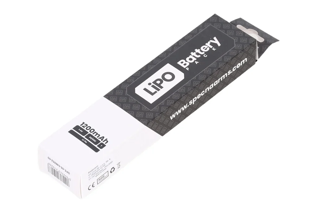 Specna Arms 7.4V 1200 mAh 20/40C LiPo battery under the cover of the Tamiya mini AK replica - Bild 1