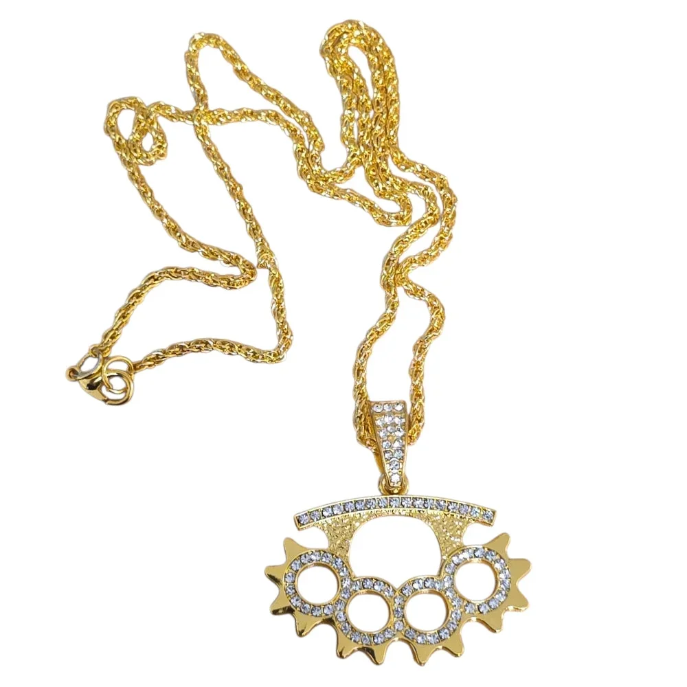 Guldfärgat Knogjärn Halsband med Strass - Bild 1