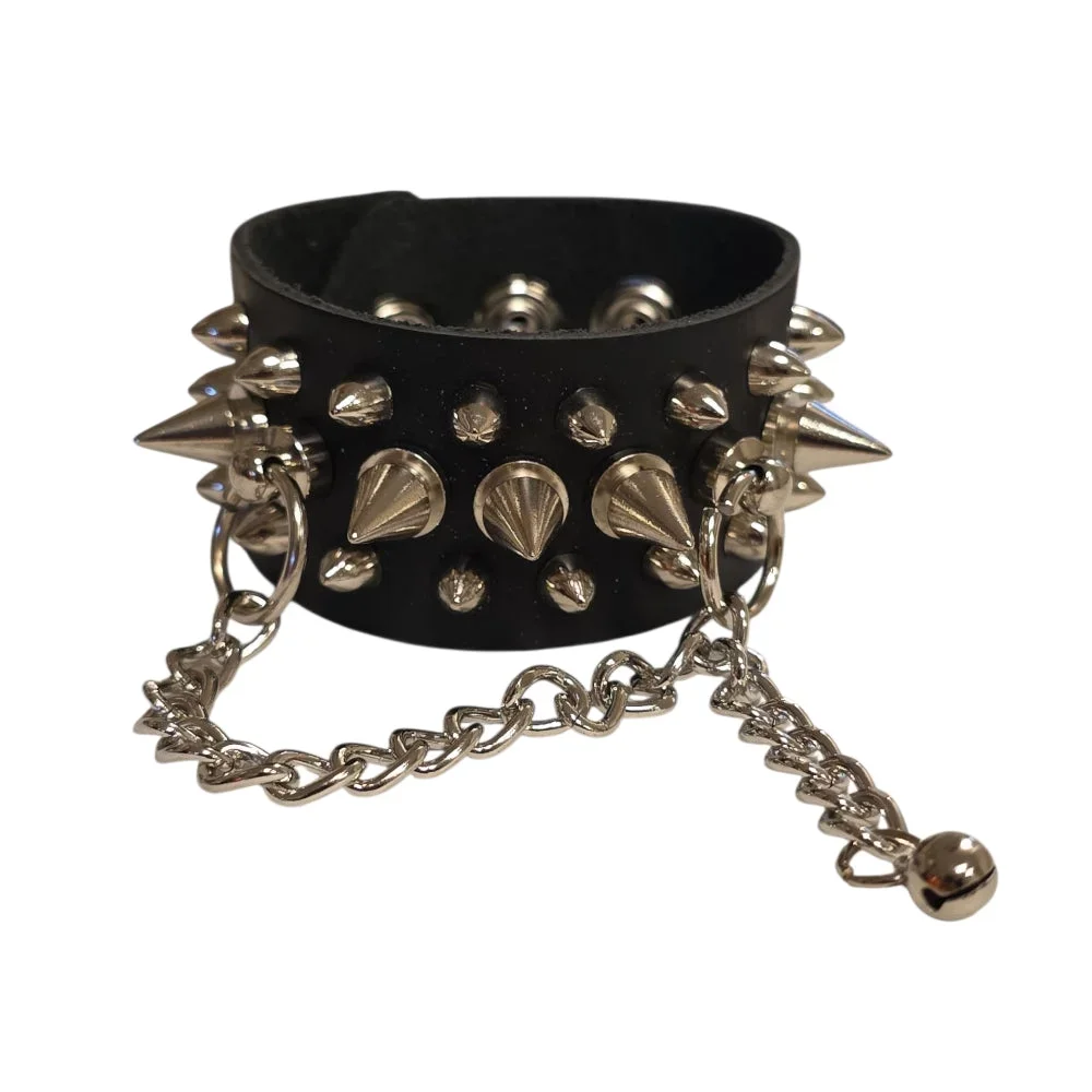 Nitarmband med kedjedetalj – svart läder - Bild 2