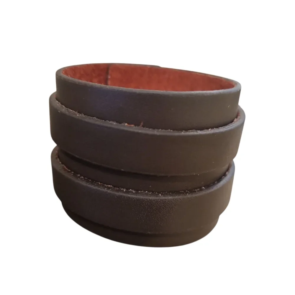 Brunt läderarmband med dubbelrem - Bild 2