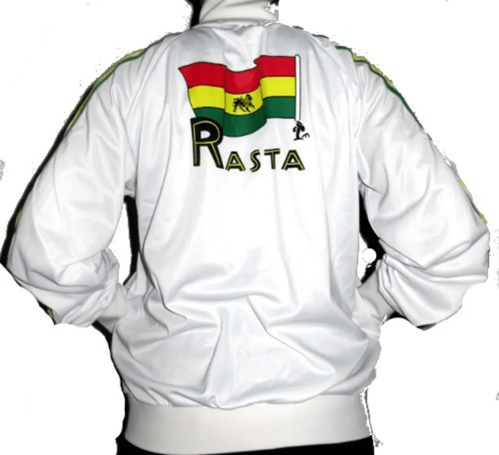 Rasta tröja Dragkedja - Vit med Rasta tryck - Bild 2