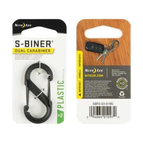 S-BINER® PLASTIK DUAL Karabinhage, SORT - STØRRELSE 2 - Bild 1