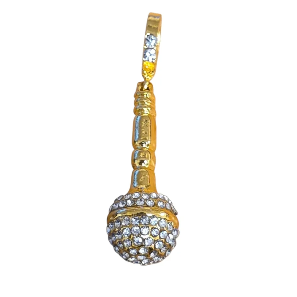 Guldigt Mikrofon Halsband med Strass - Bild 2