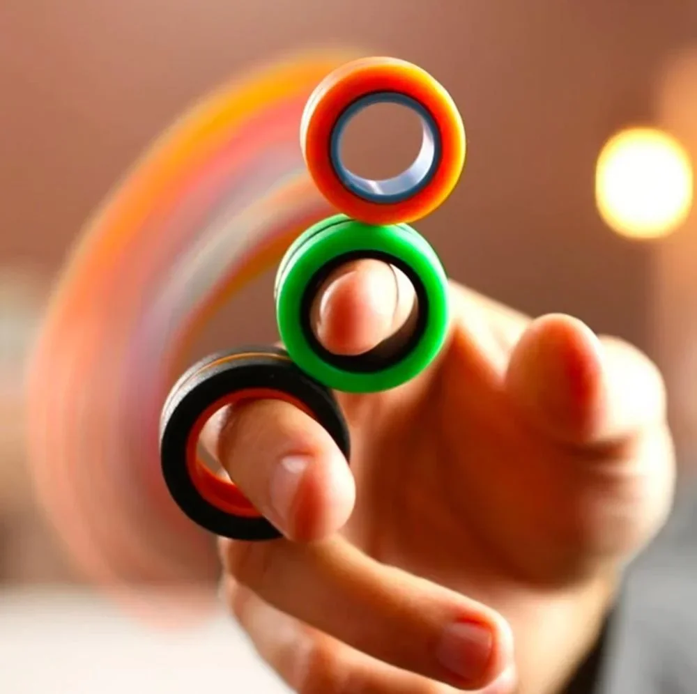 Magnetiska Ringar / Fidget Toys - Magnetkulor  Anti stress gul - Bild 2