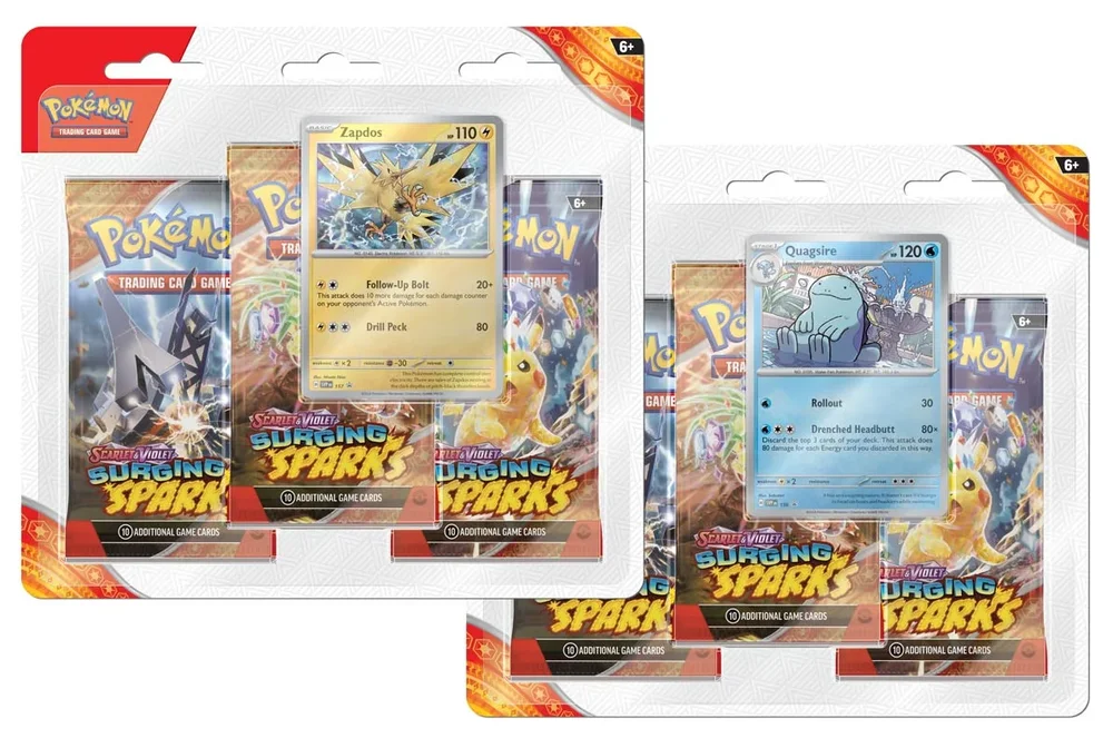 Pokémon Surging Sparks 3 pak blister SV8 Pokémon Surging Sparks 3 pak blister SV8