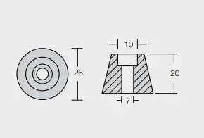 Zinkanod bogpropeller, konisk, 0.043KG/0.095LB, 10x7mm/0,39x0,28in - Bild 2