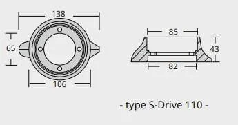 Zinkanod Volvo Penta typ S-Drive 110, motoranod, VP 875812, 0.895KG/1.97LB, R800705 - Bild 3