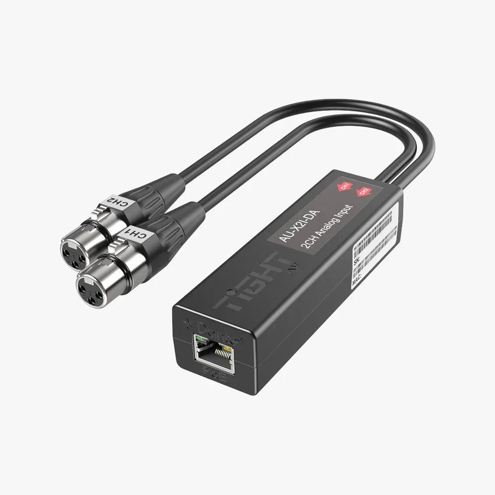 Dante 2-Channel XLR Input Adapter – Tight AV AU-X2I-DA Dante 2-Channel XLR Input Adapter – Tight AV AU-X2I-DA