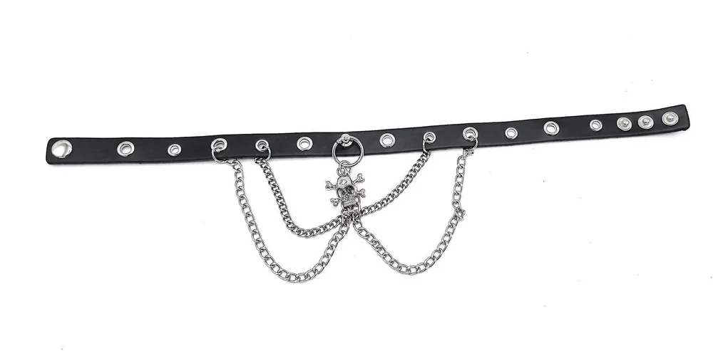 Nithalsband med kedjor och dödskalle - Bondage - Bild 2