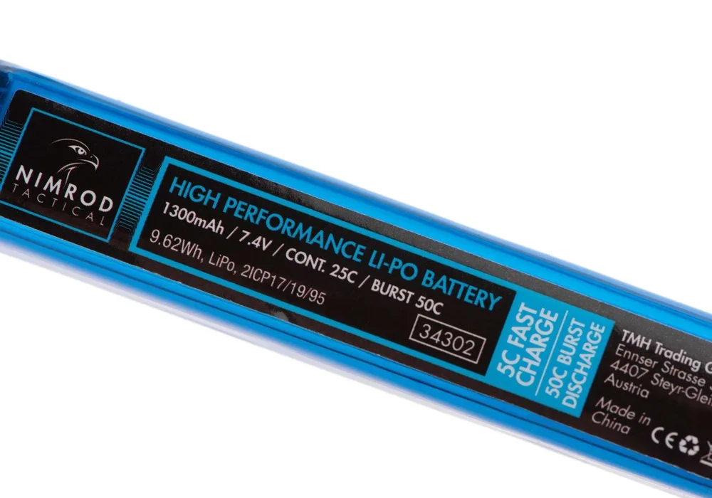 Nimrod LiPo 7.4V 1300mAh 25C Buffer Tube Type T-Plug - Bild 3