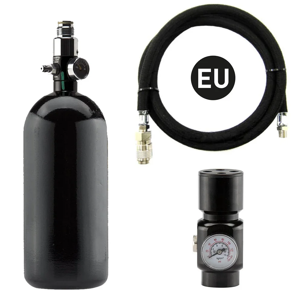 HPA pack 0.8L tank + FlakseRegulator + HPA regulator + EU Slange HPA pack 0.8L tank + FlakseRegulator + HPA regulator + EU Slange