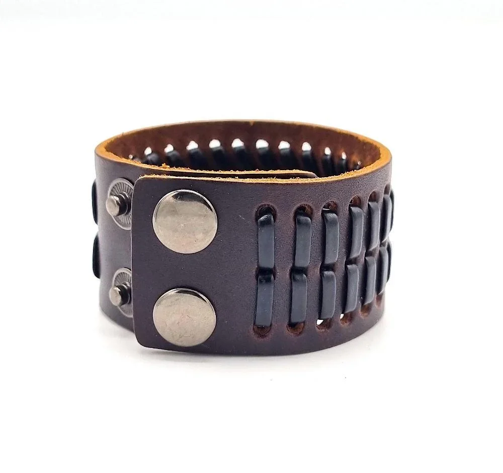 Brun och Svart läderarmband - Bild 2
