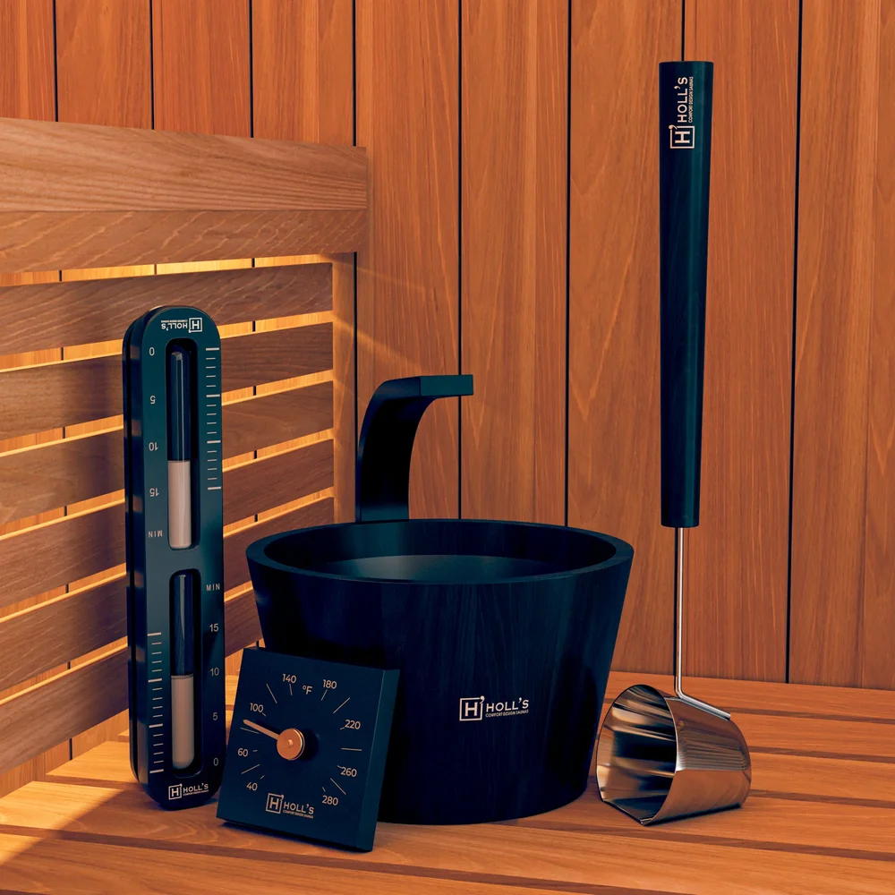 Bastutillbehör Holl’s Onyxia Black – Bastuhink & slev i svart design - Bild 1